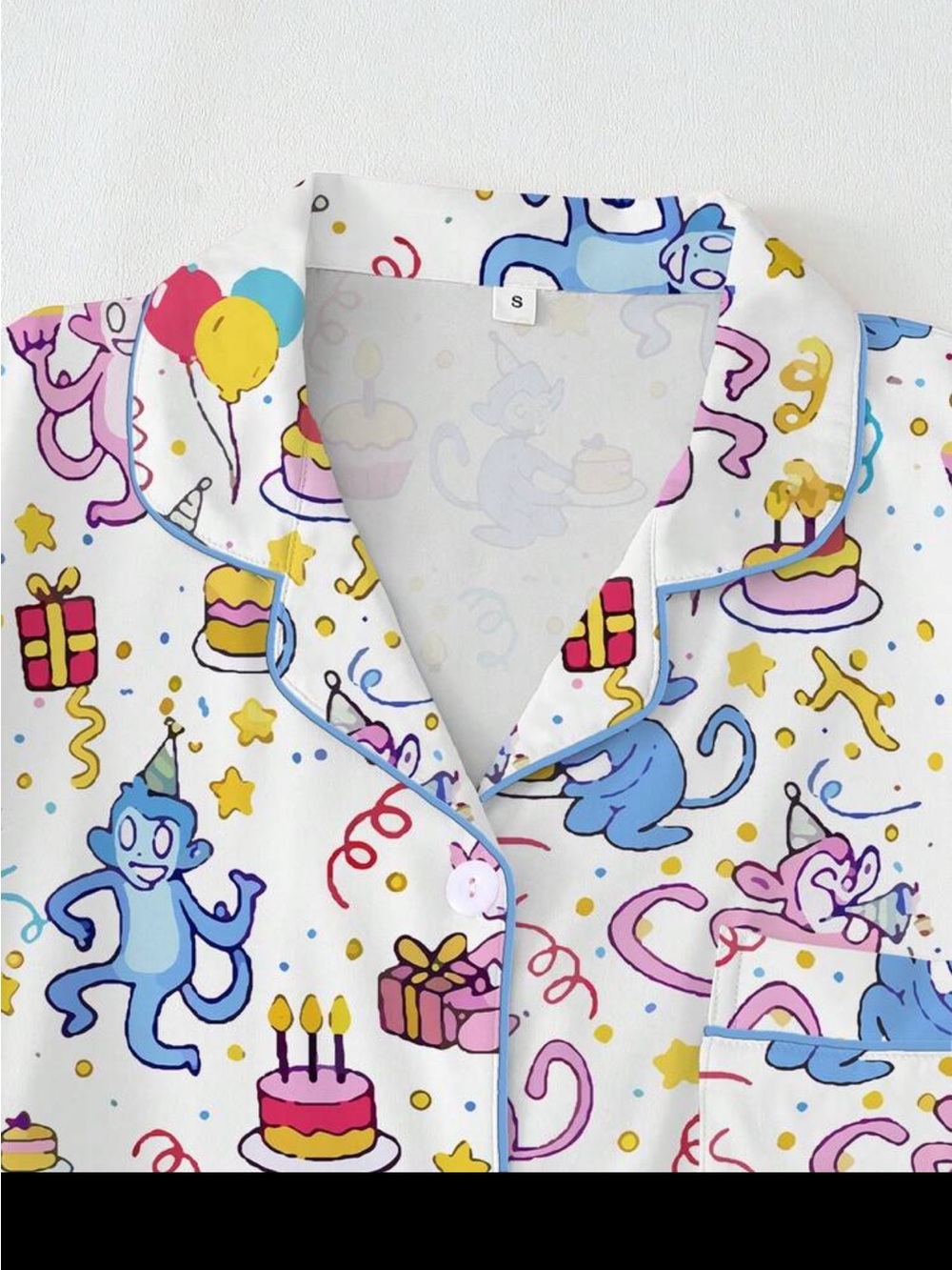 Monkey Birthday Party Print Pajama Set - Multicolor - Picture 7 of 8